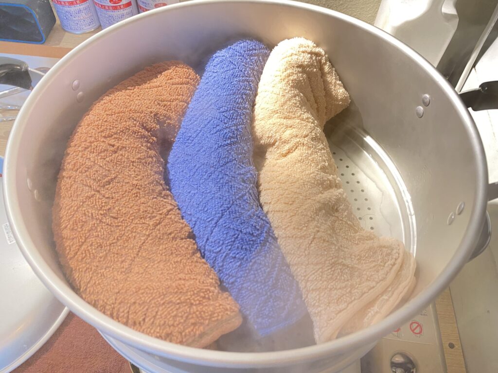 ホットタオル 3枚で冷めない